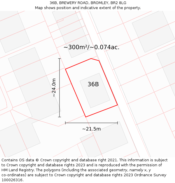 36B, BREWERY ROAD, BROMLEY, BR2 8LG: Plot and title map