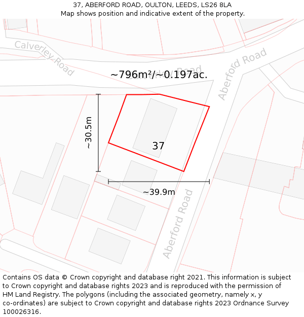 37, ABERFORD ROAD, OULTON, LEEDS, LS26 8LA: Plot and title map