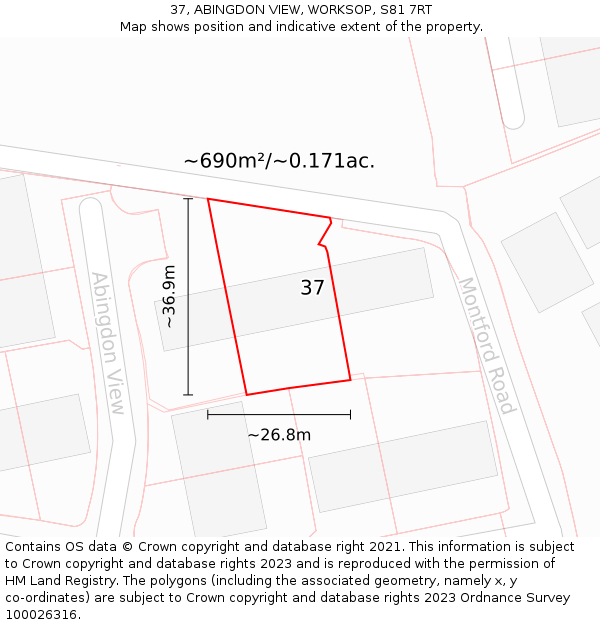 37, ABINGDON VIEW, WORKSOP, S81 7RT: Plot and title map