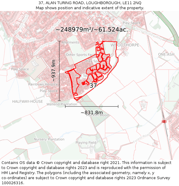 37, ALAN TURING ROAD, LOUGHBOROUGH, LE11 2NQ: Plot and title map