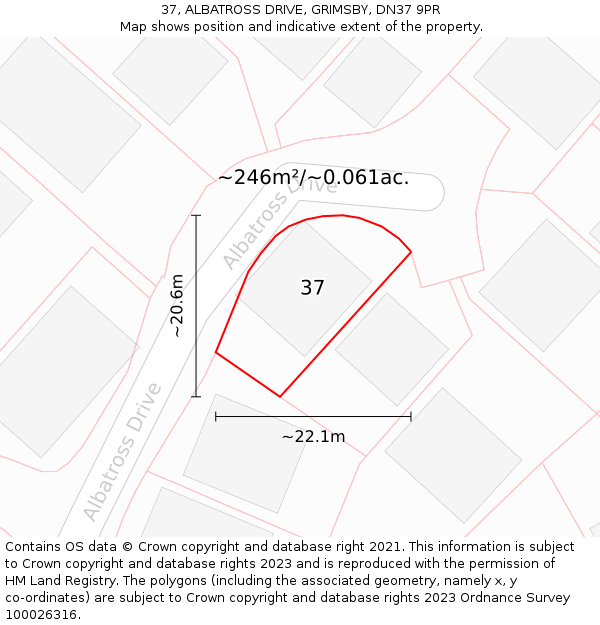37, ALBATROSS DRIVE, GRIMSBY, DN37 9PR: Plot and title map