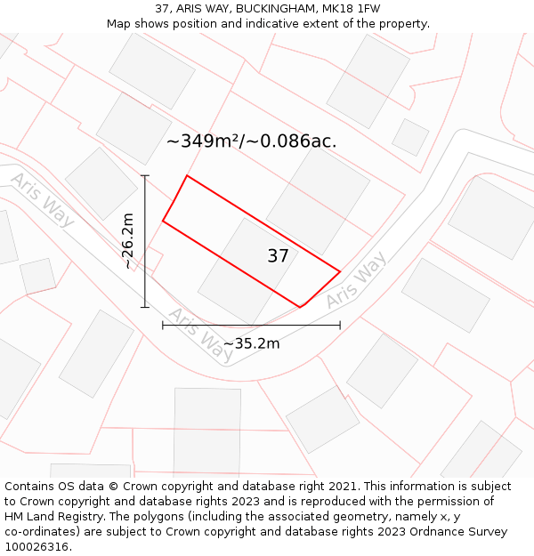 37, ARIS WAY, BUCKINGHAM, MK18 1FW: Plot and title map
