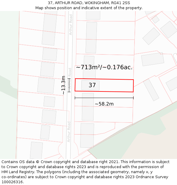37, ARTHUR ROAD, WOKINGHAM, RG41 2SS: Plot and title map