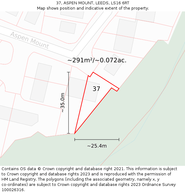37, ASPEN MOUNT, LEEDS, LS16 6RT: Plot and title map