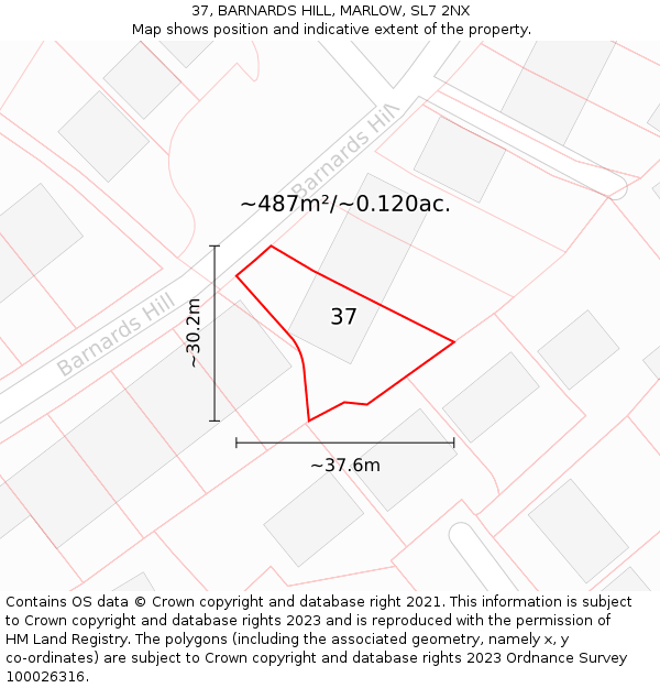 37, BARNARDS HILL, MARLOW, SL7 2NX: Plot and title map