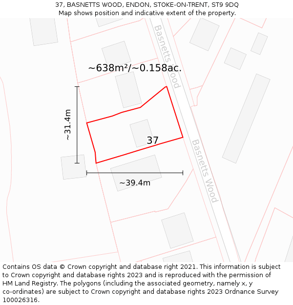 37, BASNETTS WOOD, ENDON, STOKE-ON-TRENT, ST9 9DQ: Plot and title map