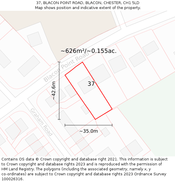 37, BLACON POINT ROAD, BLACON, CHESTER, CH1 5LD: Plot and title map