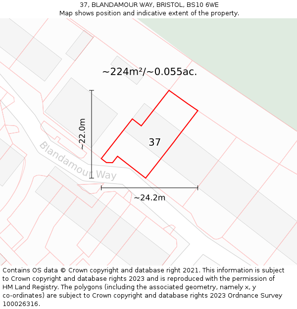 37, BLANDAMOUR WAY, BRISTOL, BS10 6WE: Plot and title map