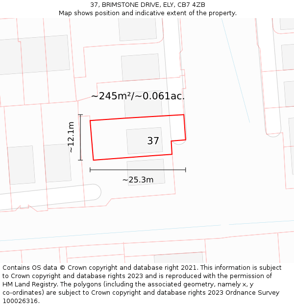 37, BRIMSTONE DRIVE, ELY, CB7 4ZB: Plot and title map
