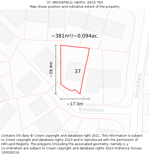 37, BROOKFIELD, NEATH, SA10 7EH: Plot and title map