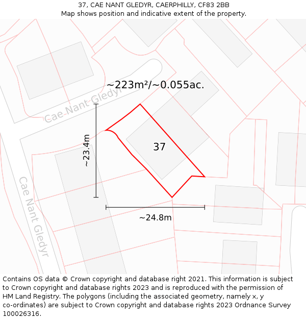 37, CAE NANT GLEDYR, CAERPHILLY, CF83 2BB: Plot and title map
