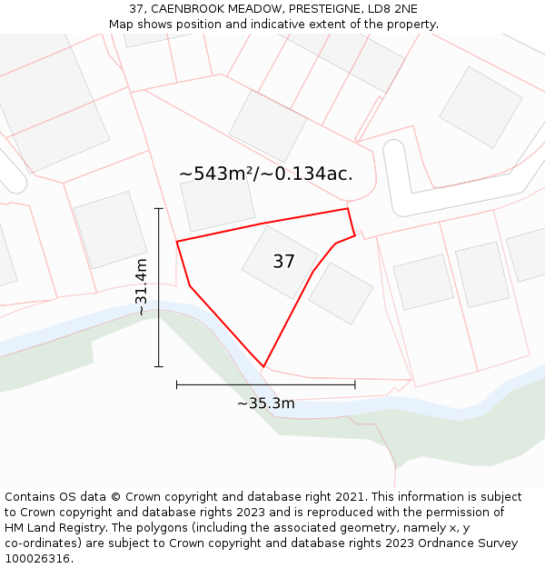 37, CAENBROOK MEADOW, PRESTEIGNE, LD8 2NE: Plot and title map