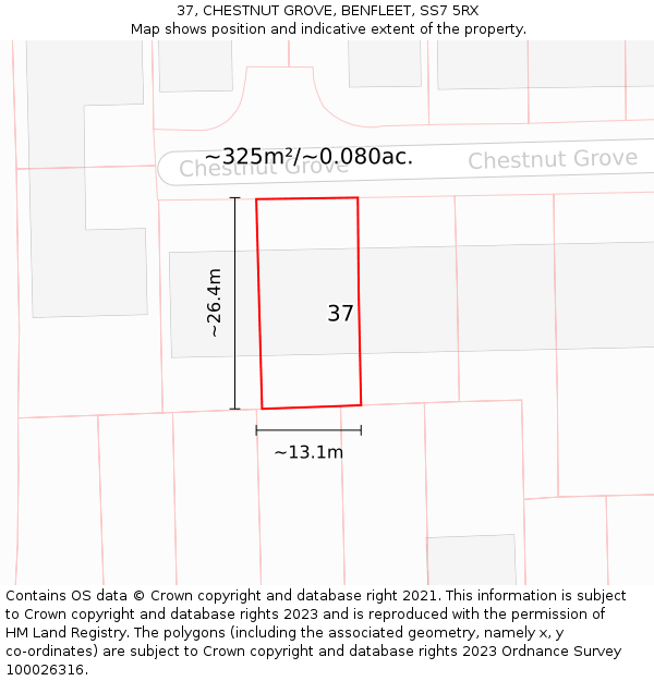 37, CHESTNUT GROVE, BENFLEET, SS7 5RX: Plot and title map