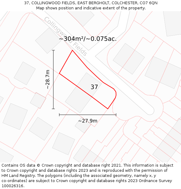 37, COLLINGWOOD FIELDS, EAST BERGHOLT, COLCHESTER, CO7 6QN: Plot and title map