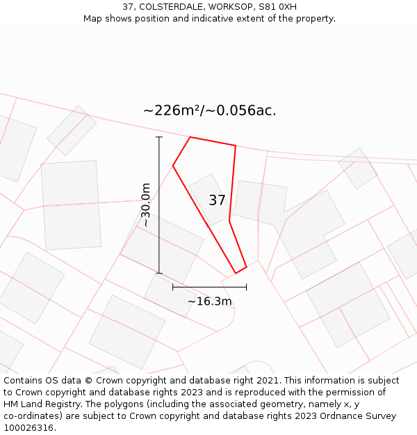 37, COLSTERDALE, WORKSOP, S81 0XH: Plot and title map
