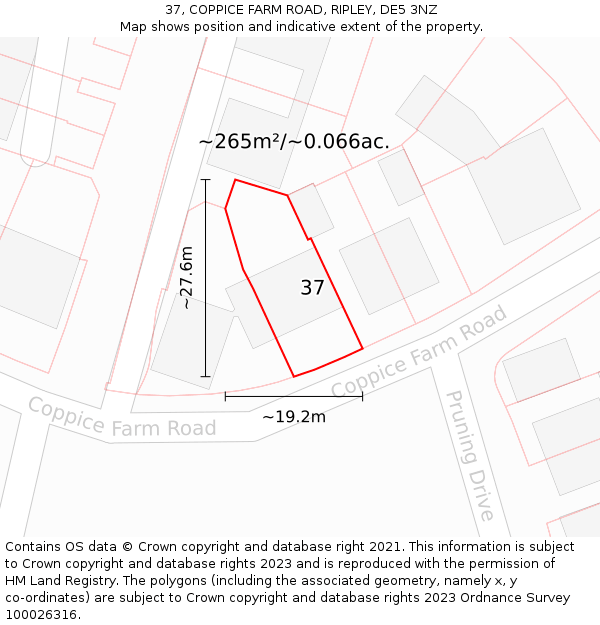 37, COPPICE FARM ROAD, RIPLEY, DE5 3NZ: Plot and title map