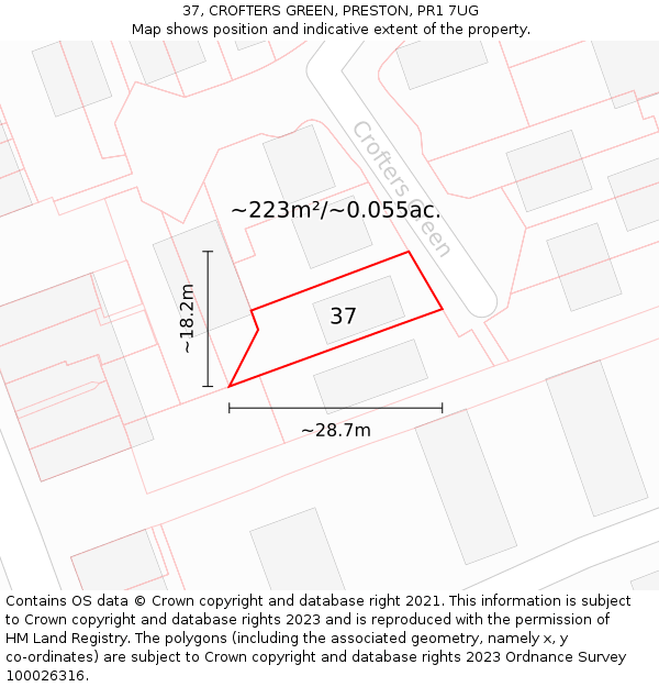 37, CROFTERS GREEN, PRESTON, PR1 7UG: Plot and title map