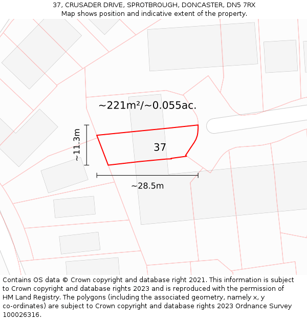 37, CRUSADER DRIVE, SPROTBROUGH, DONCASTER, DN5 7RX: Plot and title map