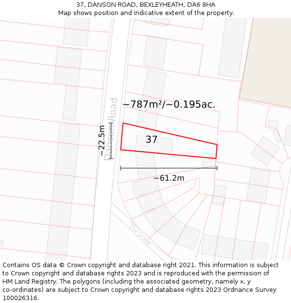 37, DANSON ROAD, BEXLEYHEATH, DA6 8HA: Plot and title map