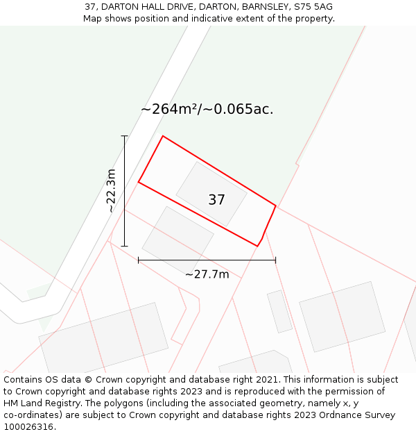 37, DARTON HALL DRIVE, DARTON, BARNSLEY, S75 5AG: Plot and title map