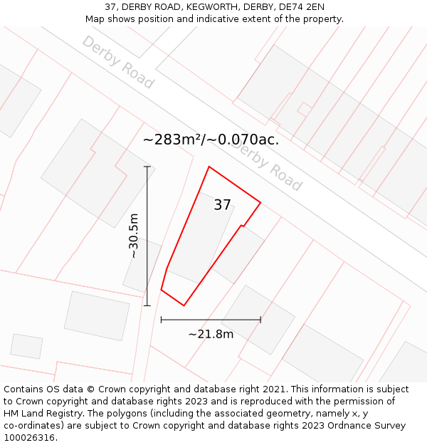 37, DERBY ROAD, KEGWORTH, DERBY, DE74 2EN: Plot and title map