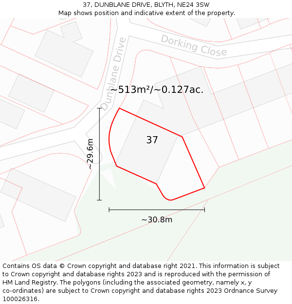 37, DUNBLANE DRIVE, BLYTH, NE24 3SW: Plot and title map