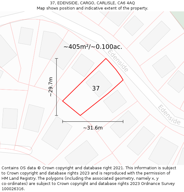 37, EDENSIDE, CARGO, CARLISLE, CA6 4AQ: Plot and title map