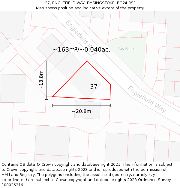 37, ENGLEFIELD WAY, BASINGSTOKE, RG24 9SF: Plot and title map