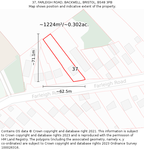 37, FARLEIGH ROAD, BACKWELL, BRISTOL, BS48 3PB: Plot and title map