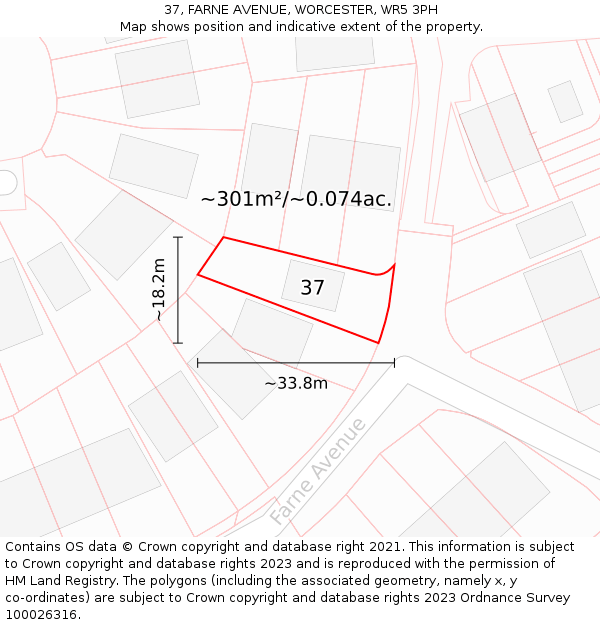 37, FARNE AVENUE, WORCESTER, WR5 3PH: Plot and title map