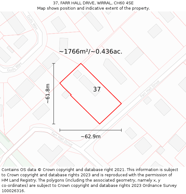 37, FARR HALL DRIVE, WIRRAL, CH60 4SE: Plot and title map