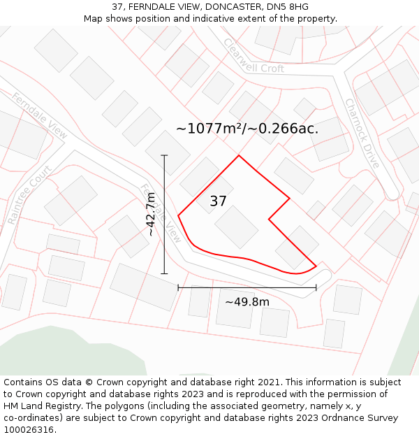 37, FERNDALE VIEW, DONCASTER, DN5 8HG: Plot and title map