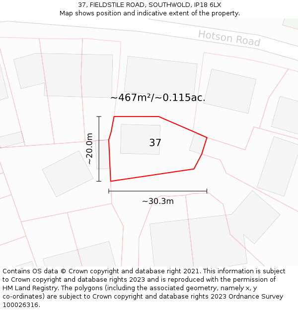 37, FIELDSTILE ROAD, SOUTHWOLD, IP18 6LX: Plot and title map