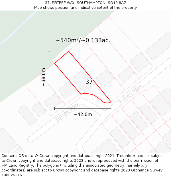 37, FIRTREE WAY, SOUTHAMPTON, SO19 8AZ: Plot and title map