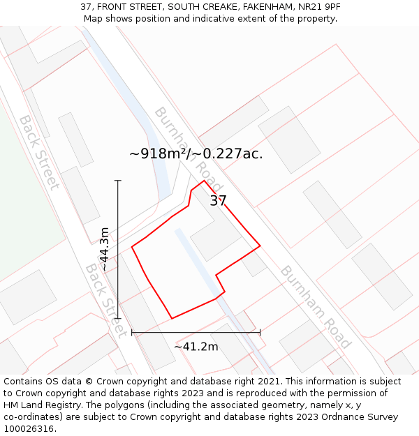 37, FRONT STREET, SOUTH CREAKE, FAKENHAM, NR21 9PF: Plot and title map