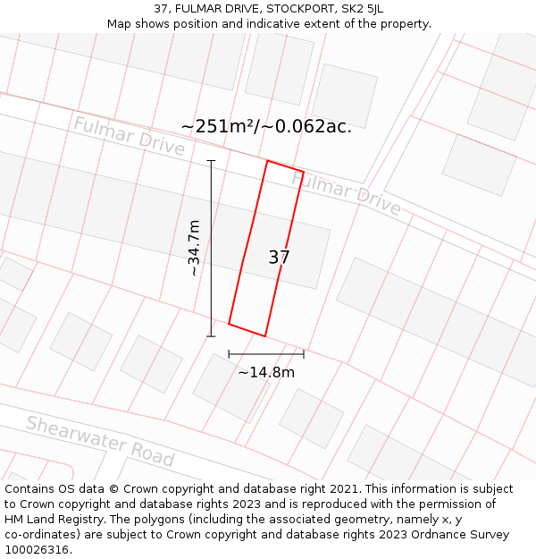 37, FULMAR DRIVE, STOCKPORT, SK2 5JL: Plot and title map