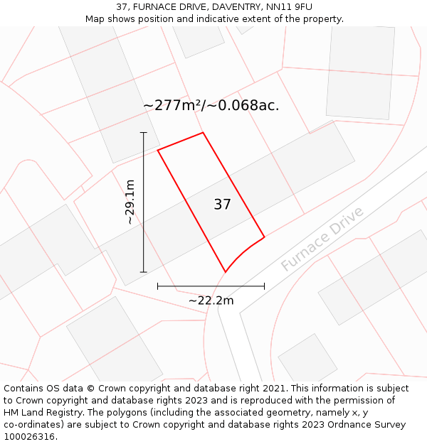 37, FURNACE DRIVE, DAVENTRY, NN11 9FU: Plot and title map