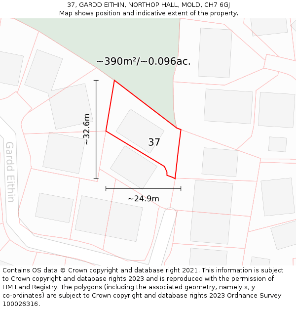 37, GARDD EITHIN, NORTHOP HALL, MOLD, CH7 6GJ: Plot and title map