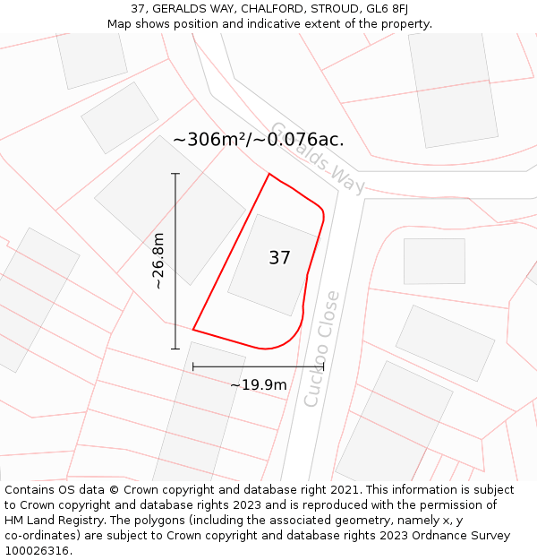 37, GERALDS WAY, CHALFORD, STROUD, GL6 8FJ: Plot and title map