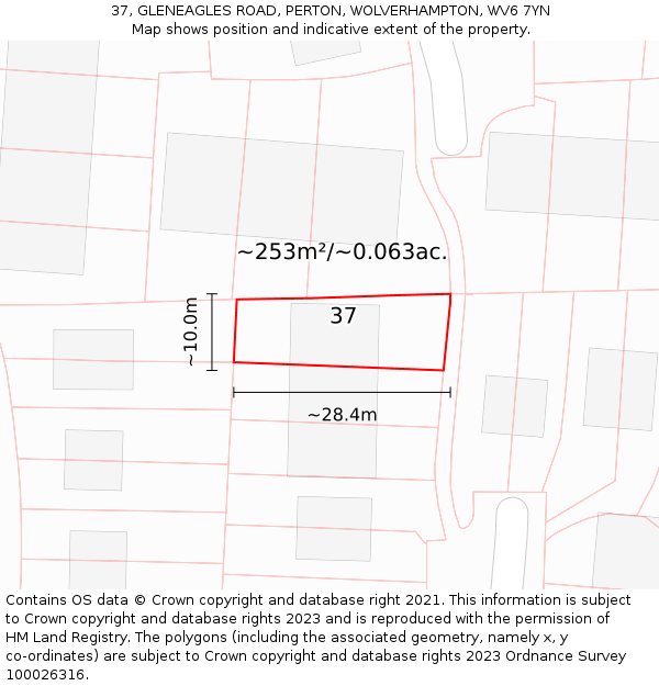 37, GLENEAGLES ROAD, PERTON, WOLVERHAMPTON, WV6 7YN: Plot and title map