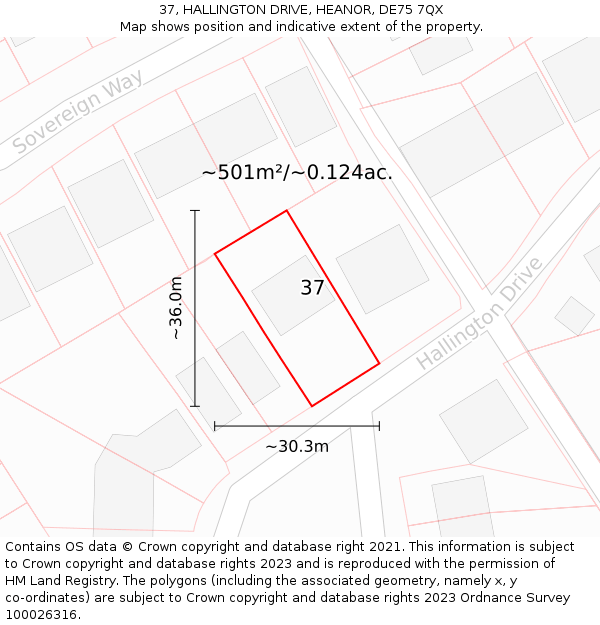 37, HALLINGTON DRIVE, HEANOR, DE75 7QX: Plot and title map