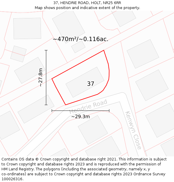 37, HENDRIE ROAD, HOLT, NR25 6RR: Plot and title map