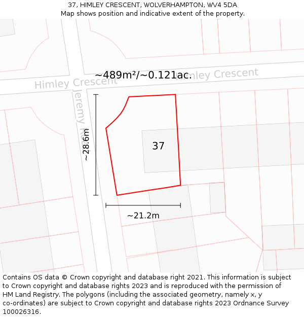 37, HIMLEY CRESCENT, WOLVERHAMPTON, WV4 5DA: Plot and title map