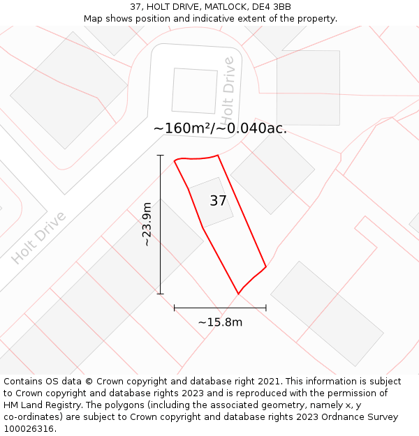 37, HOLT DRIVE, MATLOCK, DE4 3BB: Plot and title map
