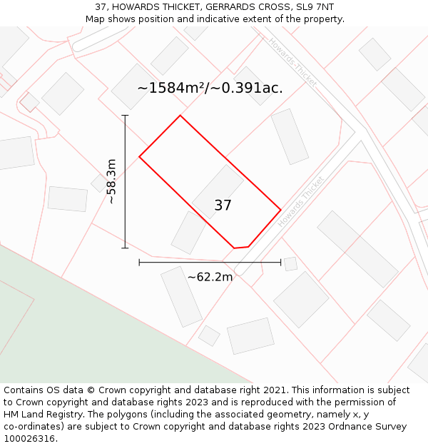 37, HOWARDS THICKET, GERRARDS CROSS, SL9 7NT: Plot and title map