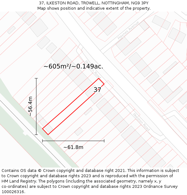 37, ILKESTON ROAD, TROWELL, NOTTINGHAM, NG9 3PY: Plot and title map