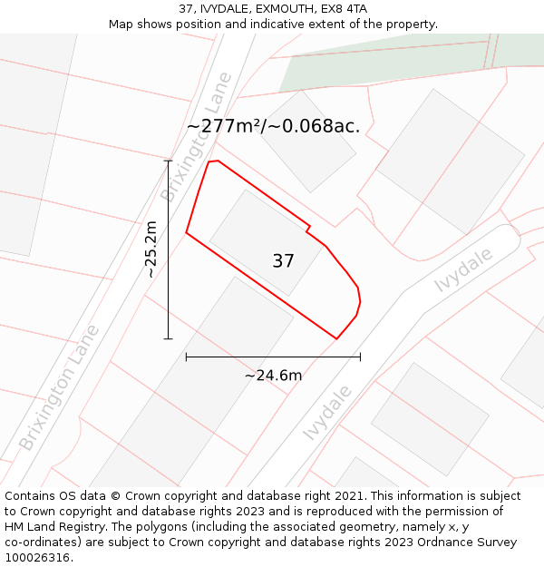 37, IVYDALE, EXMOUTH, EX8 4TA: Plot and title map