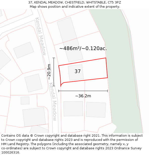 37, KENDAL MEADOW, CHESTFIELD, WHITSTABLE, CT5 3PZ: Plot and title map