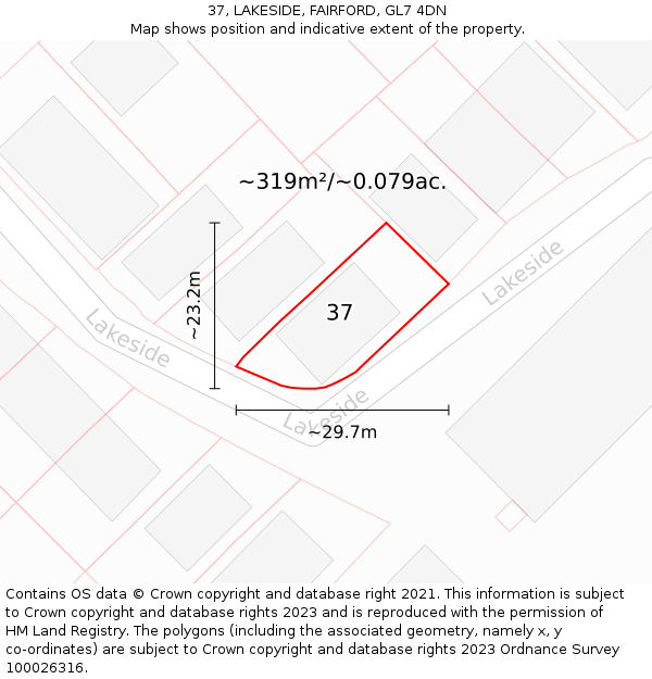 37, LAKESIDE, FAIRFORD, GL7 4DN: Plot and title map