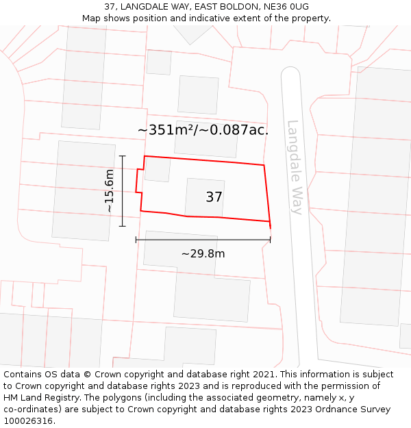 37, LANGDALE WAY, EAST BOLDON, NE36 0UG: Plot and title map